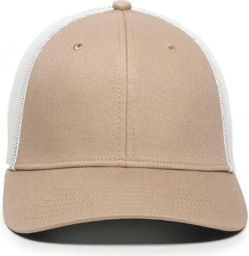 OC Sports RGR-360M Adjustable Mesh Back Cap - Khaki White - Khaki White / 6 7/8’’ - 7 1/2’’