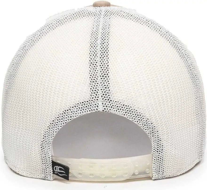 OC Sports RGR-360M Adjustable Mesh Back Cap - Khaki White - Khaki White / 6 7/8’’ - 7 1/2’’
