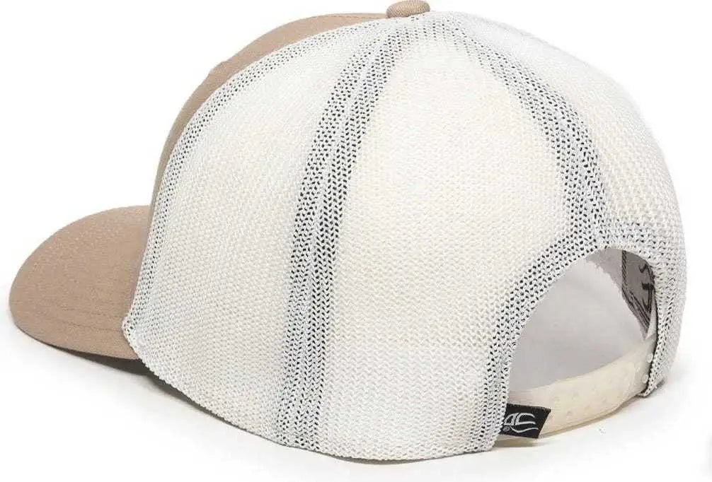 OC Sports RGR-360M Adjustable Mesh Back Cap - Khaki White - Khaki White / 6 7/8’’ - 7 1/2’’