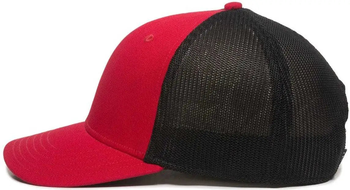 OC Sports RGR-360M Adjustable Mesh Back Cap - Red Black - Red Black / 6 7/8’’ - 7 1/2’’