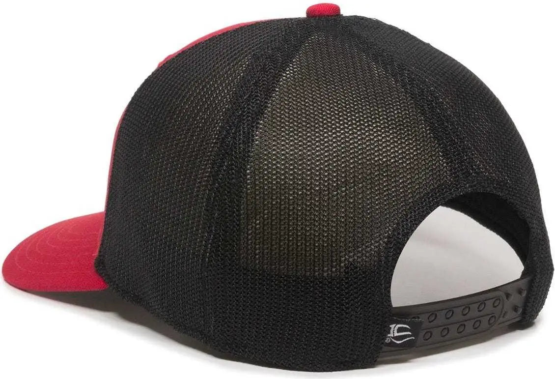 OC Sports RGR-360M Adjustable Mesh Back Cap - Red Black - Red Black / 6 7/8’’ - 7 1/2’’