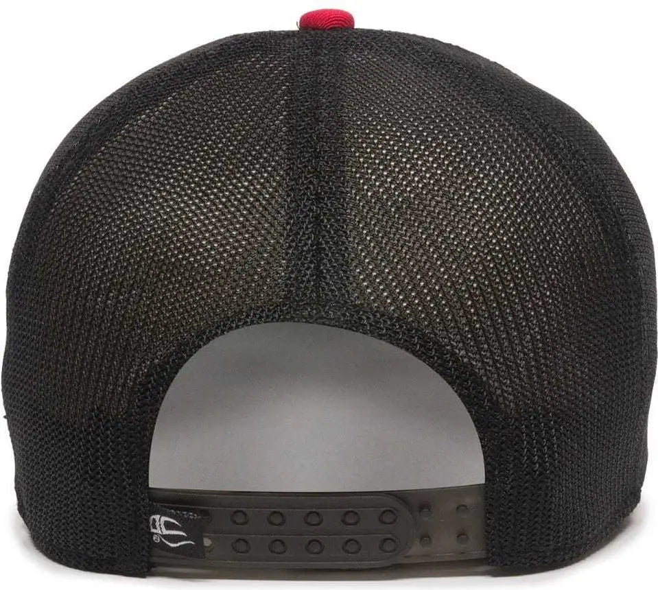 OC Sports RGR-360M Adjustable Mesh Back Cap - Red Black - Red Black / 6 7/8’’ - 7 1/2’’