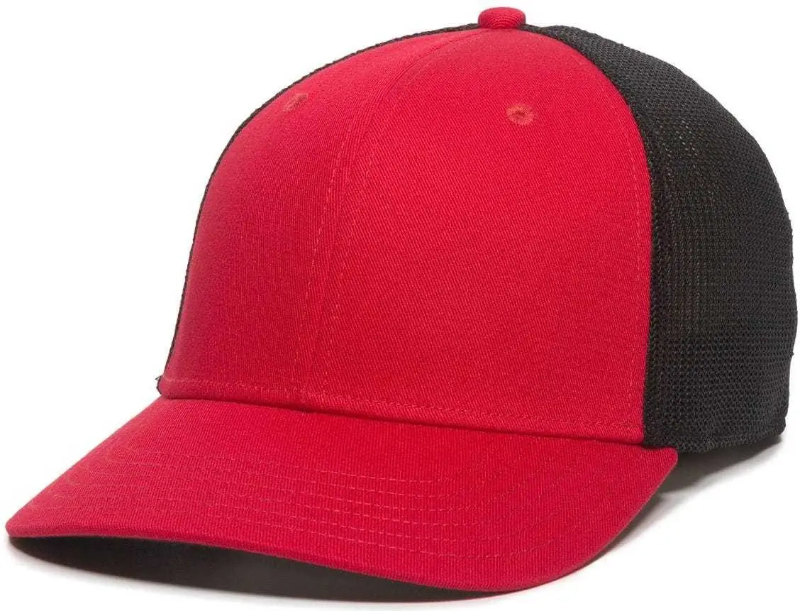 OC Sports RGR-360M Adjustable Mesh Back Cap - Red Black - Red Black / 6 7/8’’ - 7 1/2’’