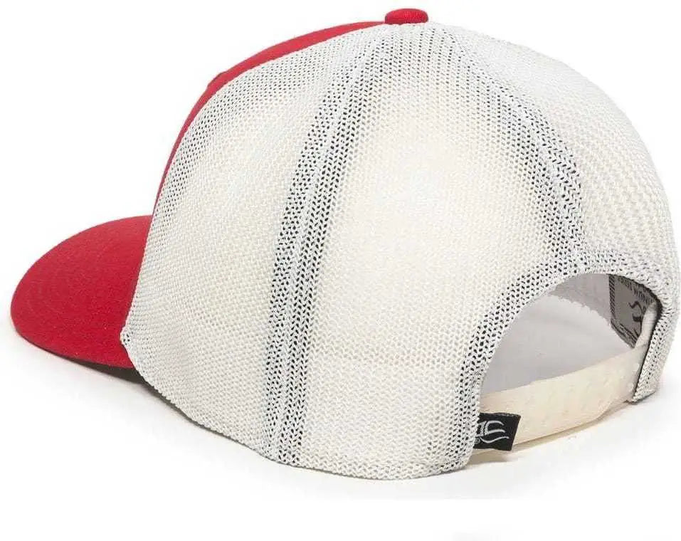 OC Sports RGR-360M Adjustable Mesh Back Cap - Red White - Red White / 6 7/8’’ - 7 1/2’’
