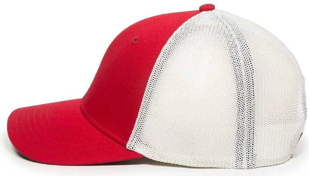 OC Sports RGR-360M Adjustable Mesh Back Cap - Red White - Red White / 6 7/8’’ - 7 1/2’’