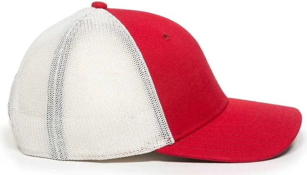 OC Sports RGR-360M Adjustable Mesh Back Cap - Red White - Red White / 6 7/8’’ - 7 1/2’’