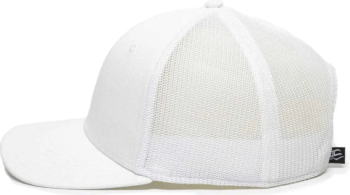 OC Sports RGR-360M Adjustable Mesh Back Cap - White White - White / 6 7/8’’ - 7 1/2’’
