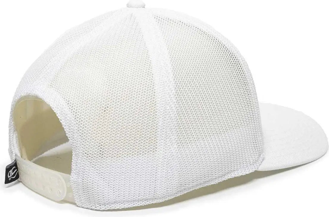 OC Sports RGR-360M Adjustable Mesh Back Cap - White White - White / 6 7/8’’ - 7 1/2’’