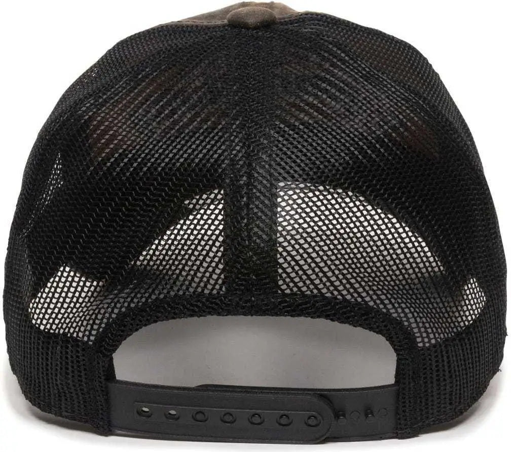 OC Sports RM17A Weathered Cotton Mesh Back Cap - Dark Brown Black - Brown Black / 6 7/8’’ - 7 1/2’’
