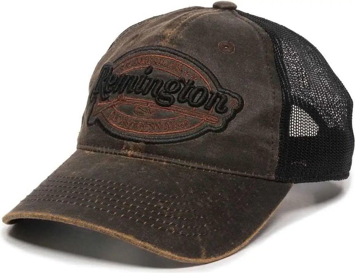 OC Sports RM17A Weathered Cotton Mesh Back Cap - Dark Brown Black - Brown Black / 6 7/8’’ - 7 1/2’’