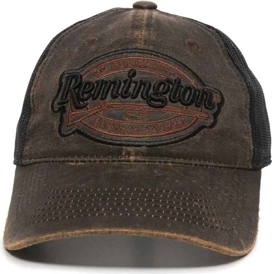 OC Sports RM17A Weathered Cotton Mesh Back Cap - Dark Brown Black - Brown Black / 6 7/8’’ - 7 1/2’’