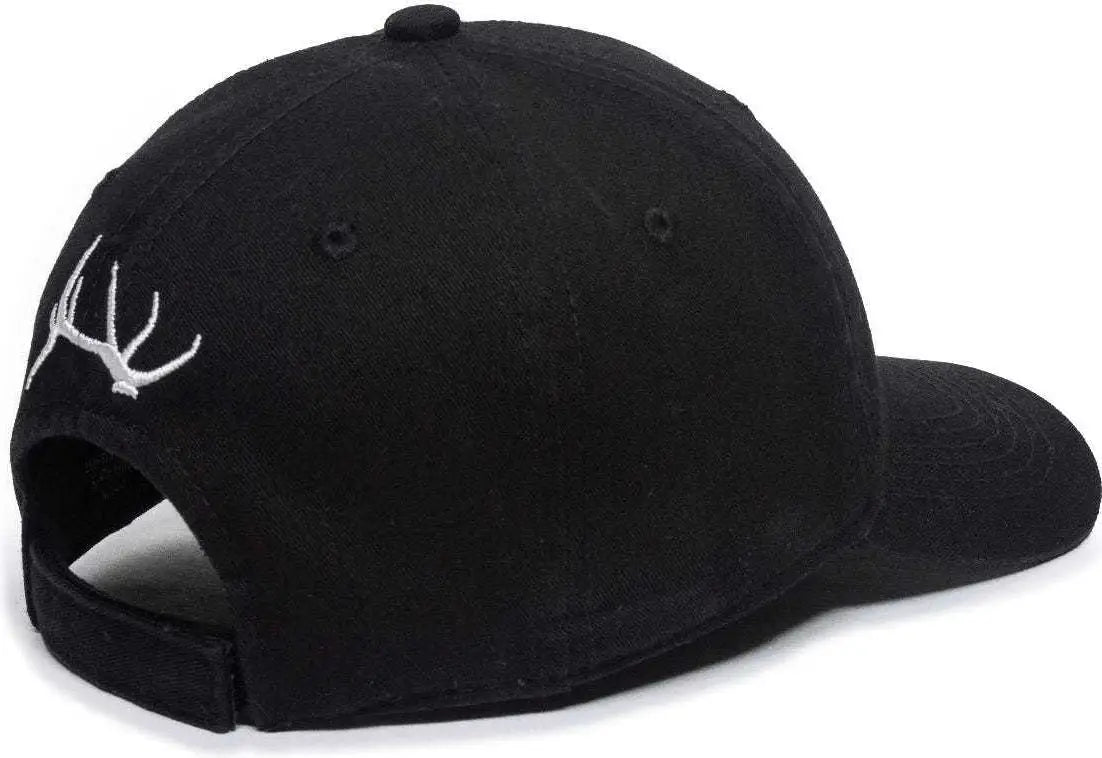 OC Sports RMEF11P Solid Back Adjustable Cap -Black - Black / 6 7/8’’ - 7 1/2’’