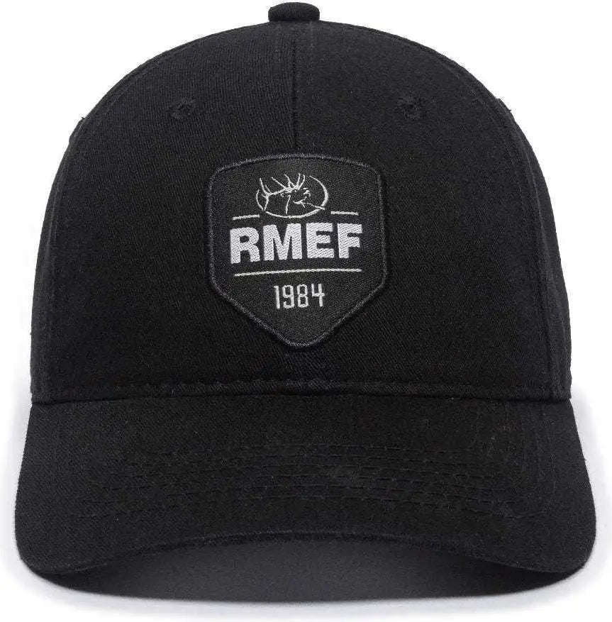 OC Sports RMEF11P Solid Back Adjustable Cap -Black - Black / 6 7/8’’ - 7 1/2’’