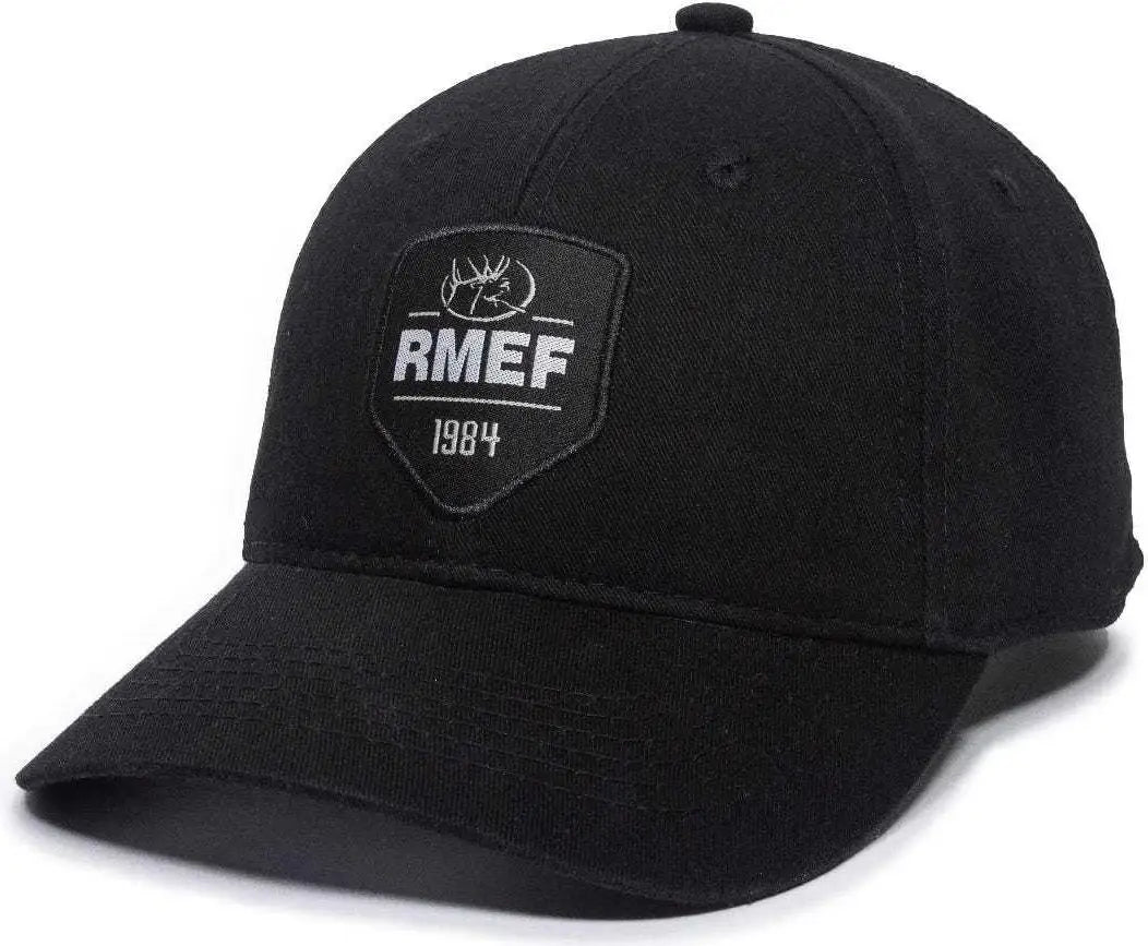 OC Sports RMEF11P Solid Back Adjustable Cap -Black - Black / 6 7/8’’ - 7 1/2’’