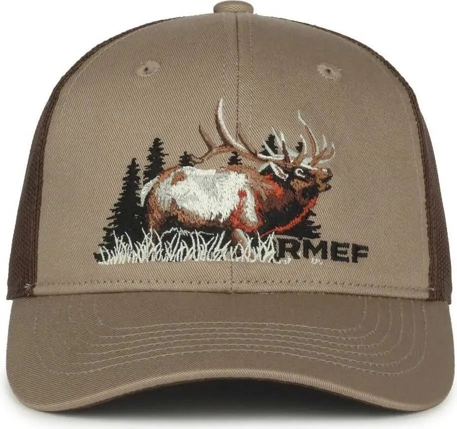 OC Sports RMEF19 Rockey Mountain Elk Series Cap - Khaki Brown - Khaki Brown / 6 7/8’’ - 7 1/2’’