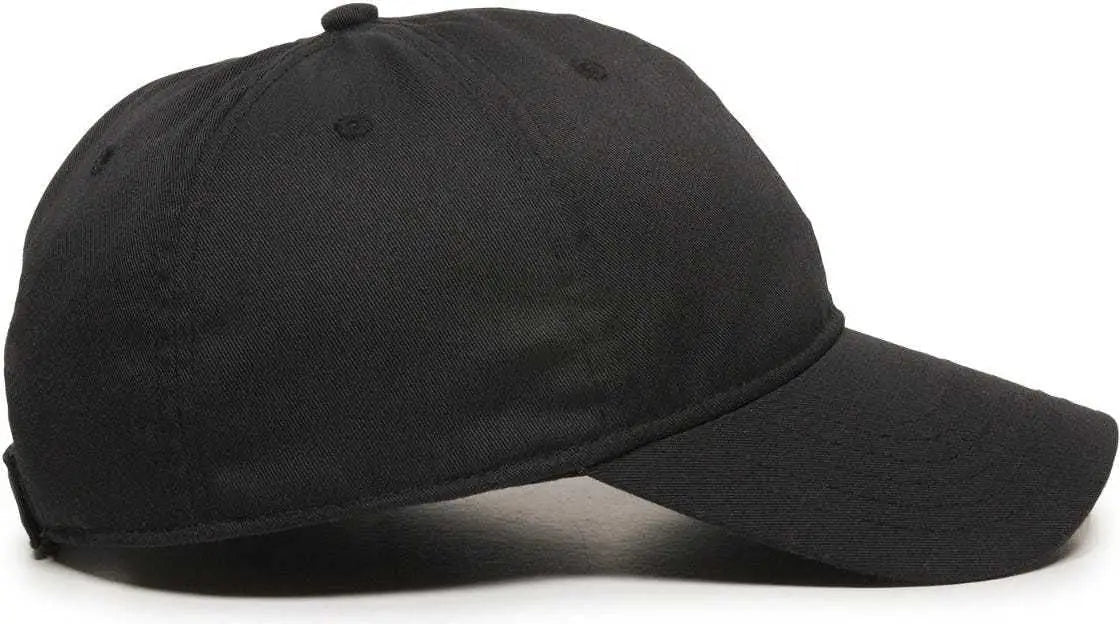 OC Sports RPET100 Certified Recycled PET Lightly Structured Cap - Black - Black / 6 7/8’’ - 7 1/2’’