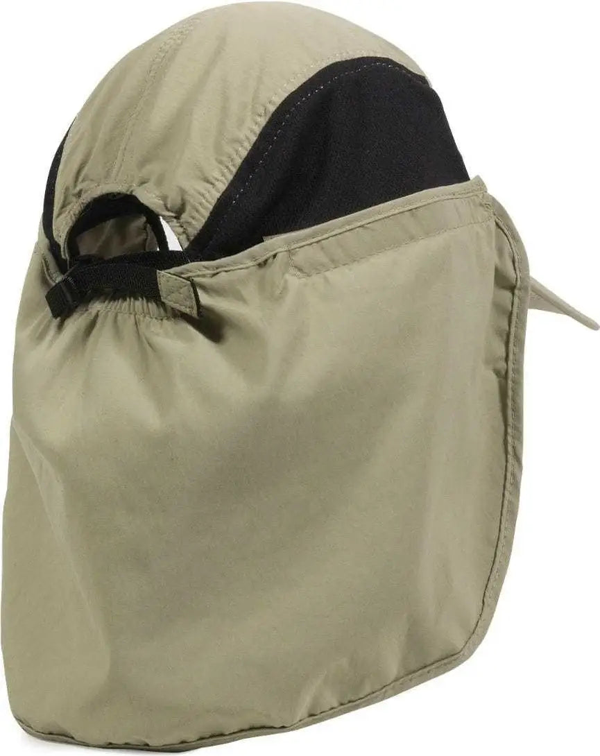 OC Sports RR-002 Adjustable Cap with Neck Flap - Khaki Black - Khaki Black / 6 7/8’’ - 7 1/2’’