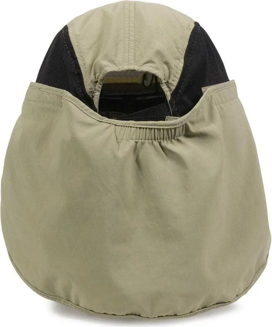 OC Sports RR-002 Adjustable Cap with Neck Flap - Khaki Black - Khaki Black / 6 7/8’’ - 7 1/2’’