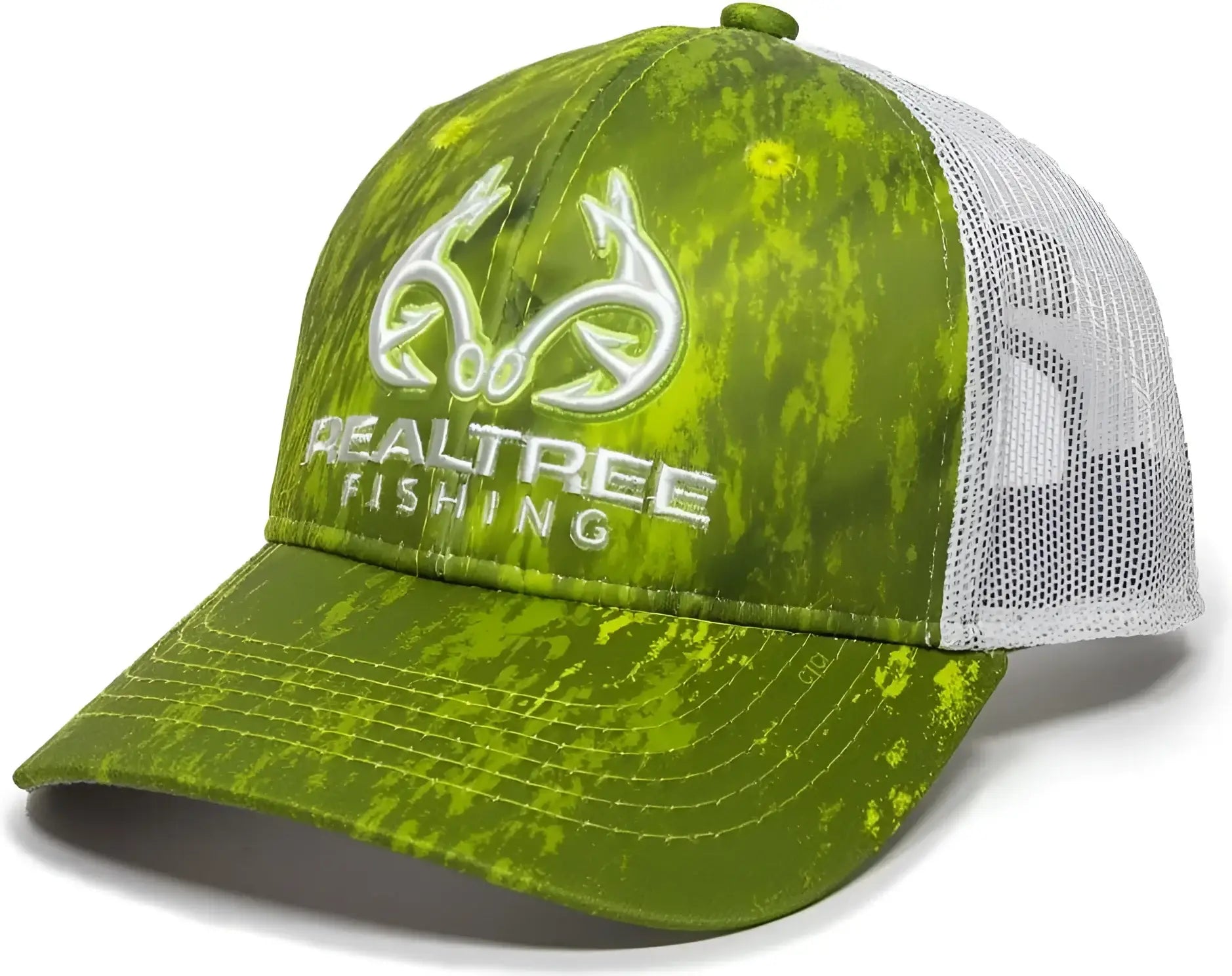OC Sports RT06A Adjustable Mesh Back Cap - Realtree Fishing Dark Lime White - Realtree Lime / 6 7/8’’ - 7 1/2’’