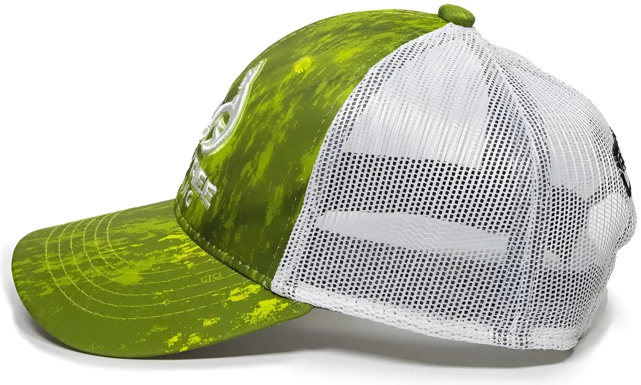 OC Sports RT06A Adjustable Mesh Back Cap - Realtree Fishing Dark Lime White - Realtree Lime / 6 7/8’’ - 7 1/2’’