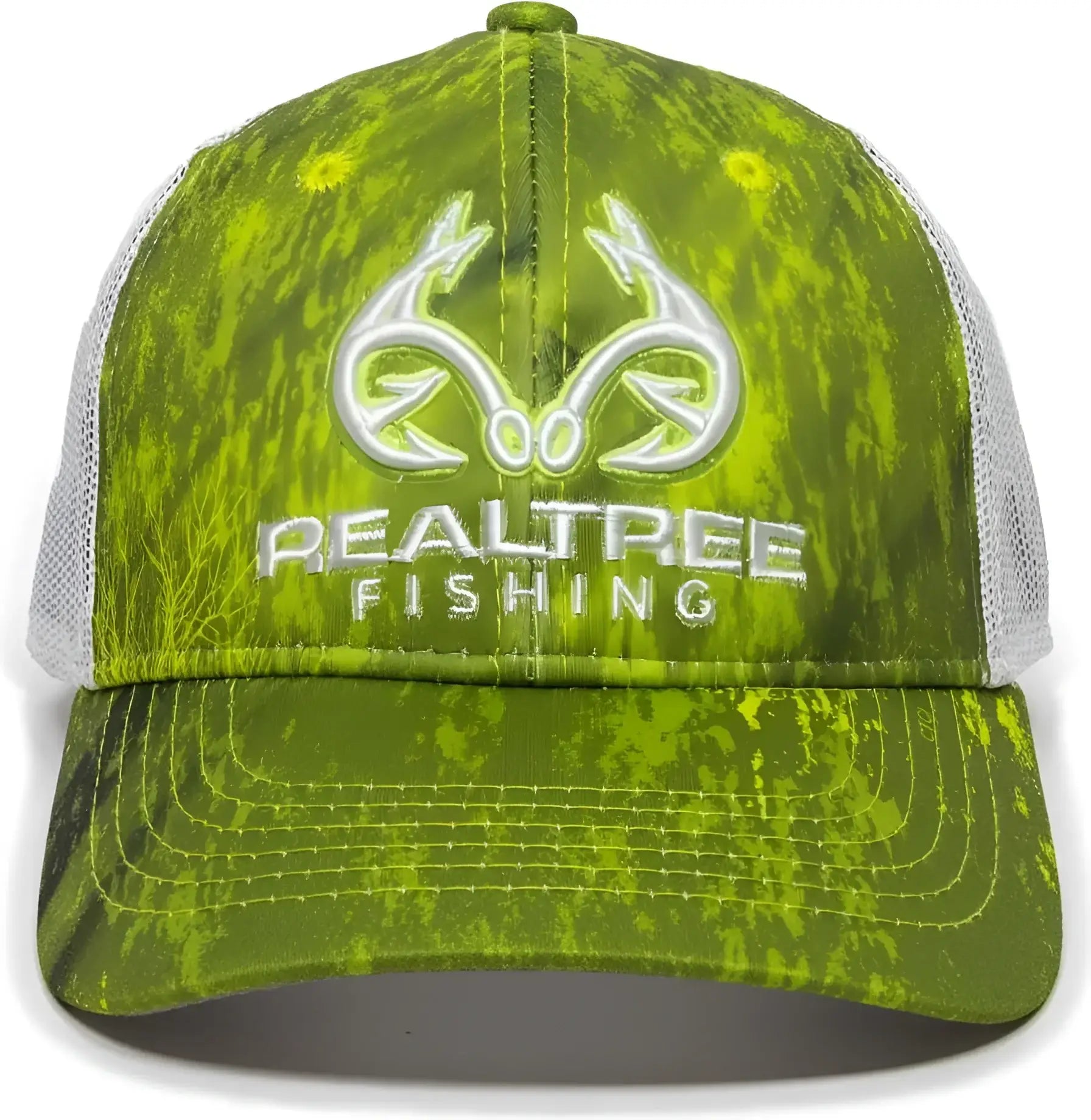 OC Sports RT06A Adjustable Mesh Back Cap - Realtree Fishing Dark Lime White - Realtree Lime / 6 7/8’’ - 7 1/2’’