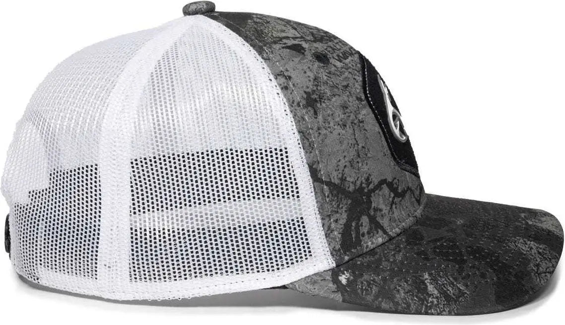 OC Sports RTF04A Structured Mesh Back Cap - Realtree Fishing WAV3 Mirage Gray White - Realtree Gray / 6 7/8’’ - 7 1/2’’