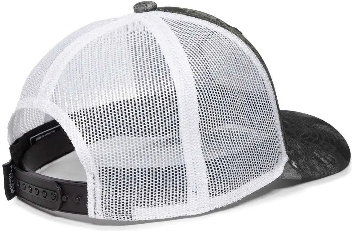 OC Sports RTF04A Structured Mesh Back Cap - Realtree Fishing WAV3 Mirage Gray White - Realtree Gray / 6 7/8’’ - 7 1/2’’