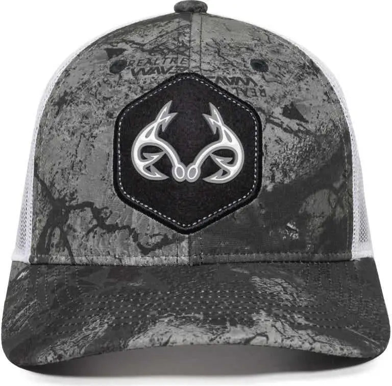 OC Sports RTF04A Structured Mesh Back Cap - Realtree Fishing WAV3 Mirage Gray White - Realtree Gray / 6 7/8’’ - 7 1/2’’
