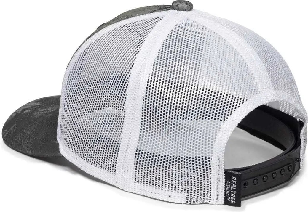 OC Sports RTF04A Structured Mesh Back Cap - Realtree Fishing WAV3 Mirage Gray White - Realtree Gray / 6 7/8’’ - 7 1/2’’