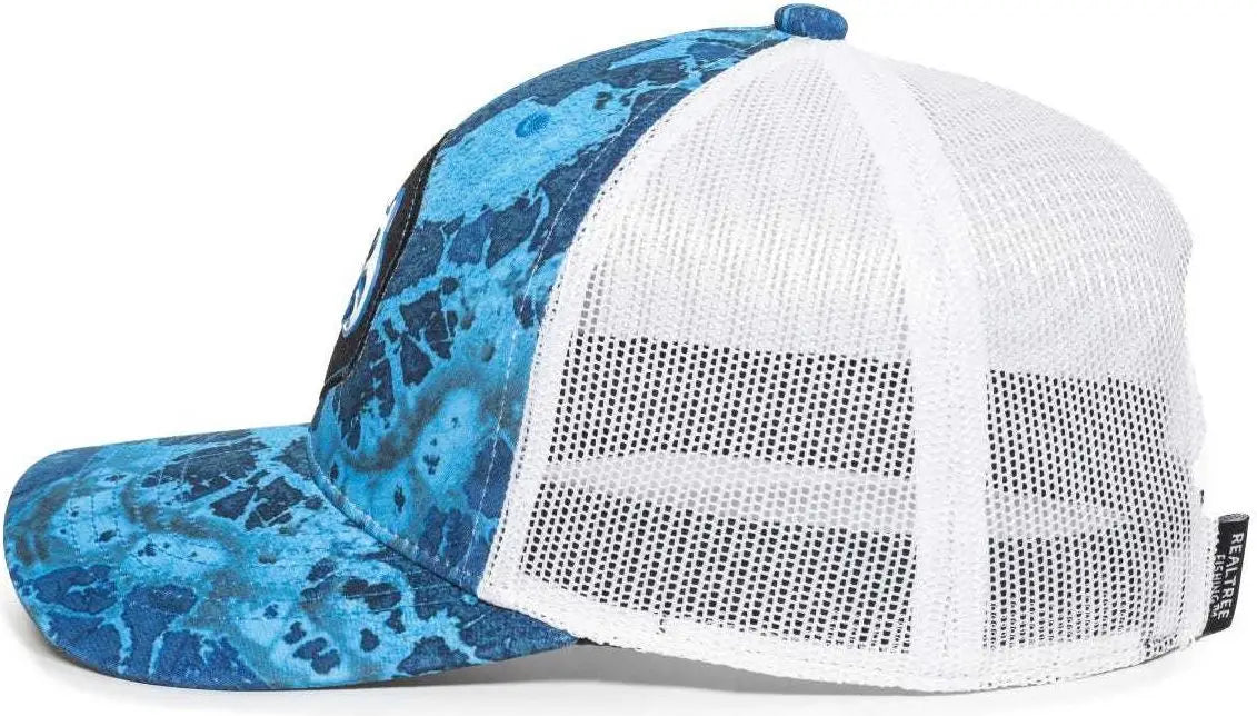 OC Sports RTF04A Structured Mesh Back Cap - Realtree Fishing WAV3 Provence Blue White - Realtree Blue / 6 7/8’’ - 7