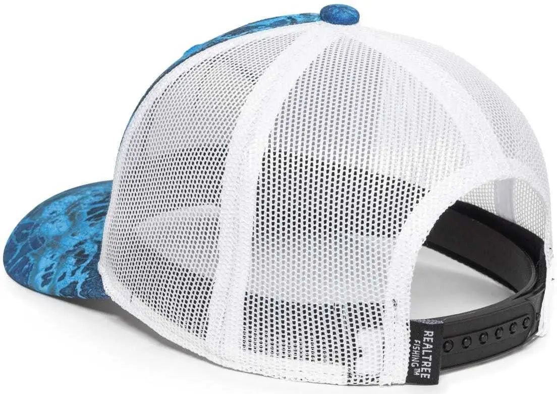 OC Sports RTF04A Structured Mesh Back Cap - Realtree Fishing WAV3 Provence Blue White - Realtree Blue / 6 7/8’’ - 7