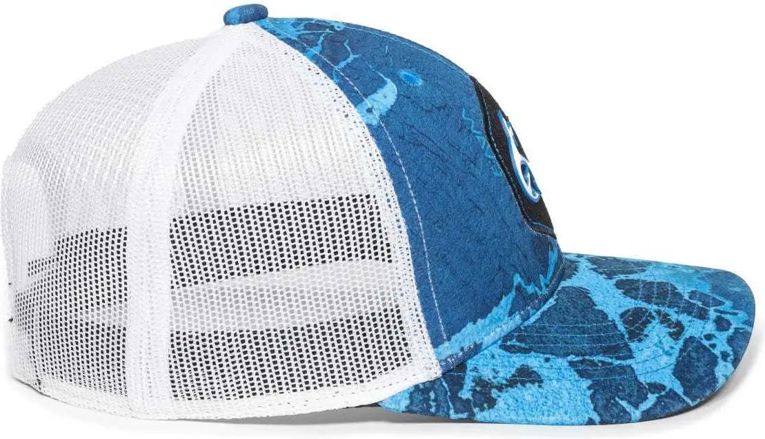 OC Sports RTF04A Structured Mesh Back Cap - Realtree Fishing WAV3 Provence Blue White - Realtree Blue / 6 7/8’’ - 7