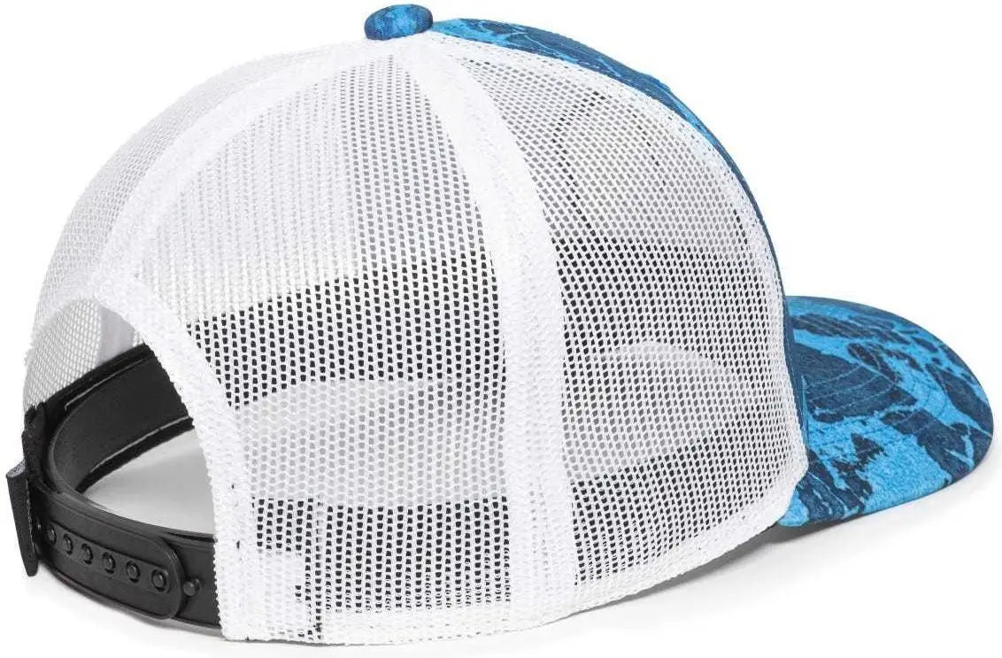 OC Sports RTF04A Structured Mesh Back Cap - Realtree Fishing WAV3 Provence Blue White - Realtree Blue / 6 7/8’’ - 7