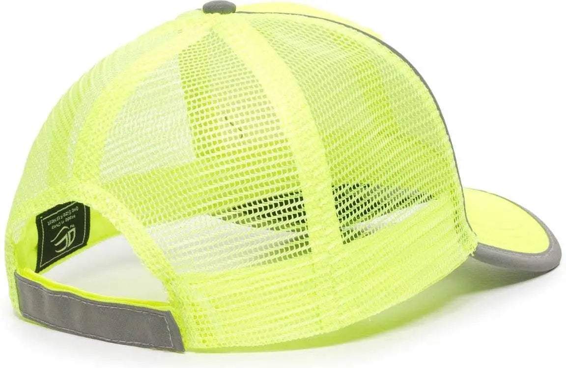 OC Sports SAF-300M Adjustable Mesh Back Cap - Safety Yellow - Yellow / 6 7/8’’ - 7 1/2’’