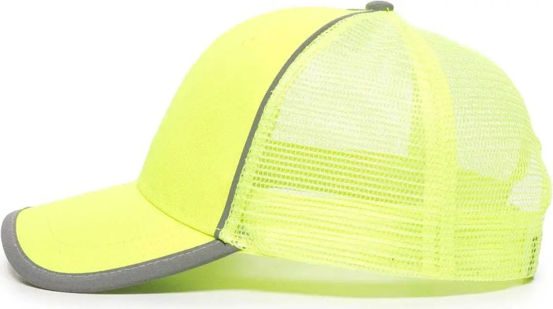 OC Sports SAF-300M Adjustable Mesh Back Cap - Safety Yellow - Yellow / 6 7/8’’ - 7 1/2’’