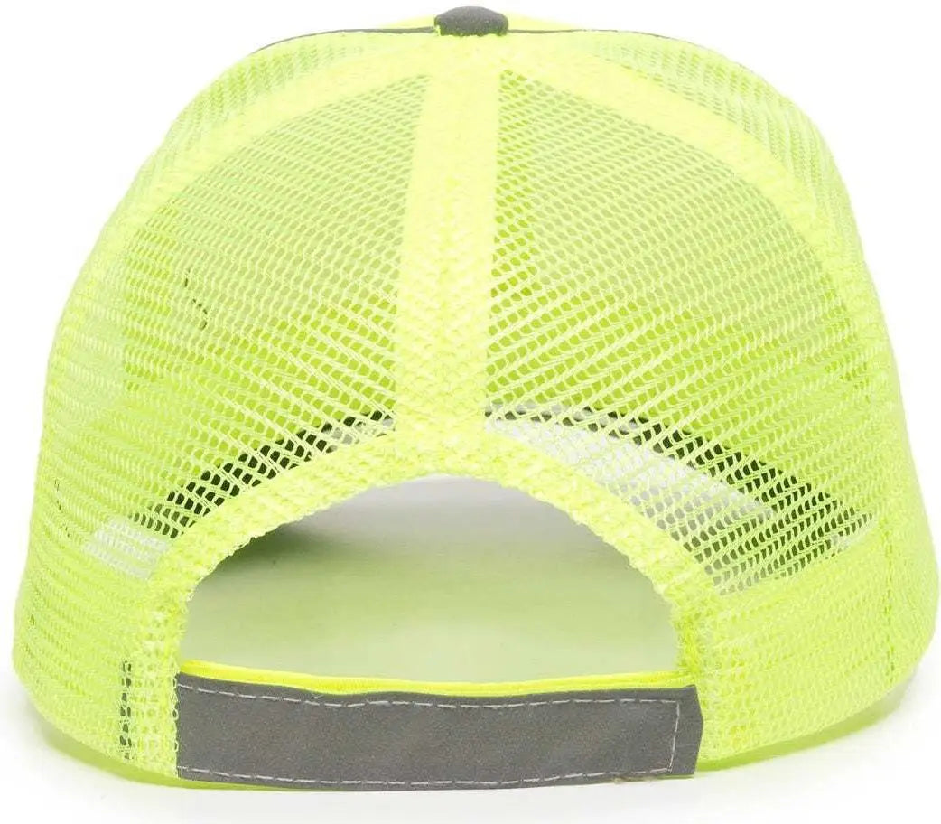 OC Sports SAF-300M Adjustable Mesh Back Cap - Safety Yellow - Yellow / 6 7/8’’ - 7 1/2’’