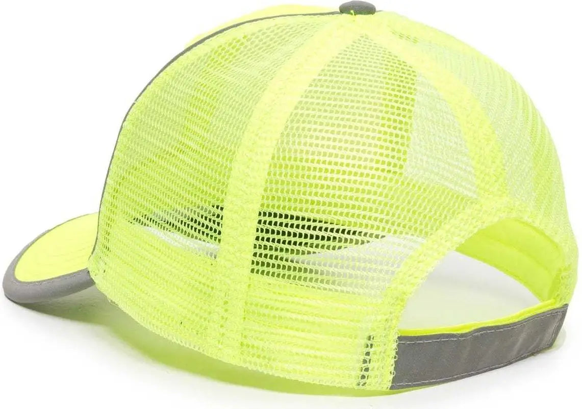 OC Sports SAF-300M Adjustable Mesh Back Cap - Safety Yellow - Yellow / 6 7/8’’ - 7 1/2’’