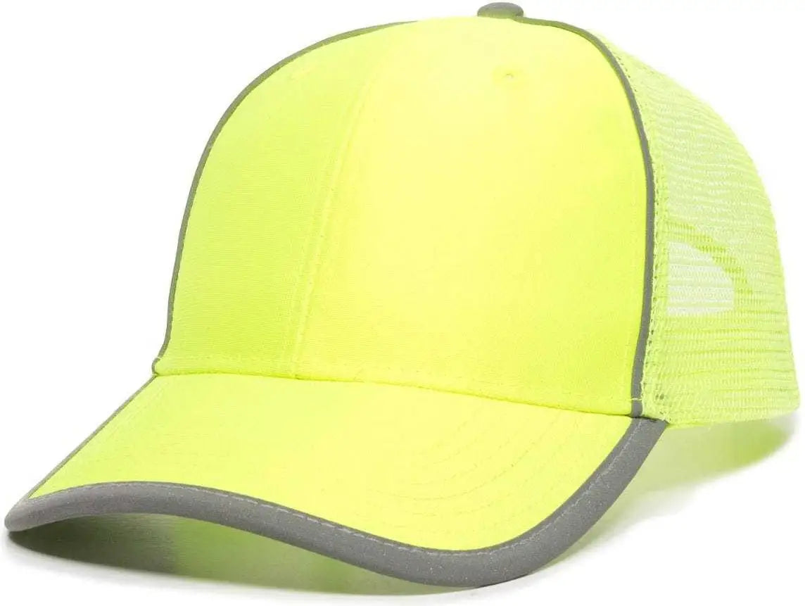 OC Sports SAF-300M Adjustable Mesh Back Cap - Safety Yellow - Yellow / 6 7/8’’ - 7 1/2’’