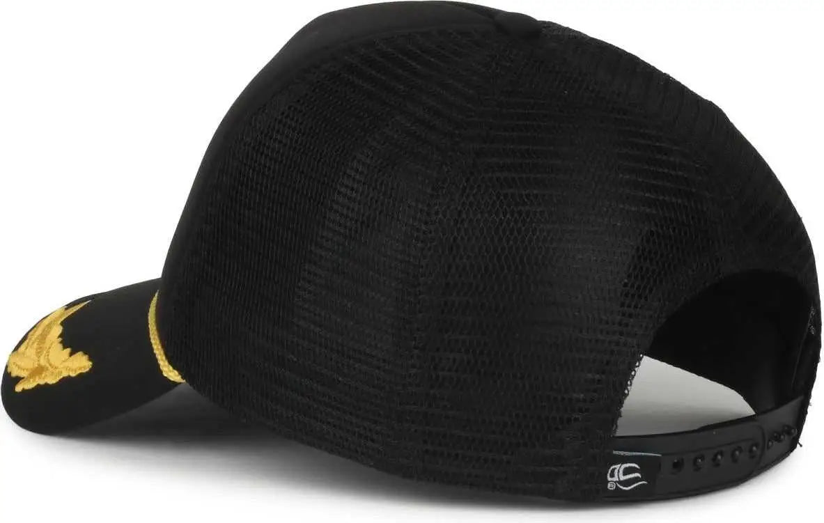 OC Sports SE-FOAM Special Edition Embroidered Foam Mesh Trucker with Cords Cap - Black Black - Black / OSFM