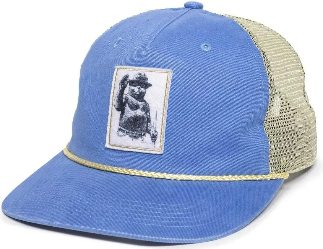 OC Sports SMOKEY03 Cotton Twill Mesh Back Cap - Rivera Bone - Aqua / 6 7/8’’ - 7 1/2’’