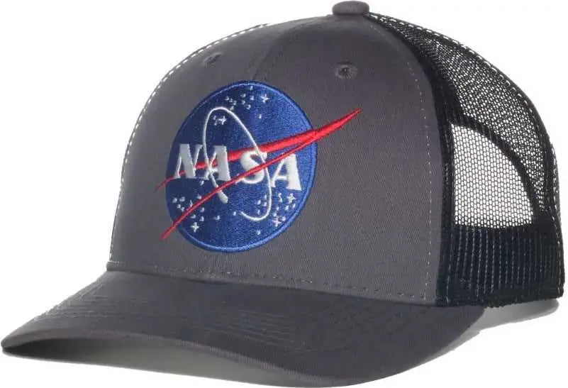 OC Sports SPACE03 NASA Mesh Back Brushed Cotton Twill Cap - Charcoal Black - Black / OSFM