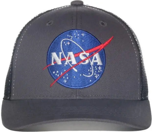 OC Sports SPACE03 NASA Mesh Back Brushed Cotton Twill Cap - Charcoal Black - Black / OSFM
