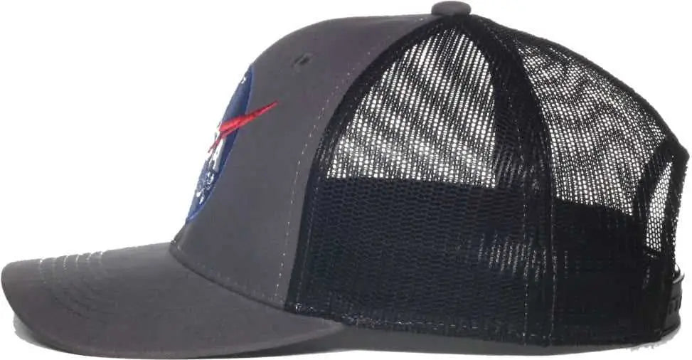 OC Sports SPACE03 NASA Mesh Back Brushed Cotton Twill Cap - Charcoal Black - Black / OSFM