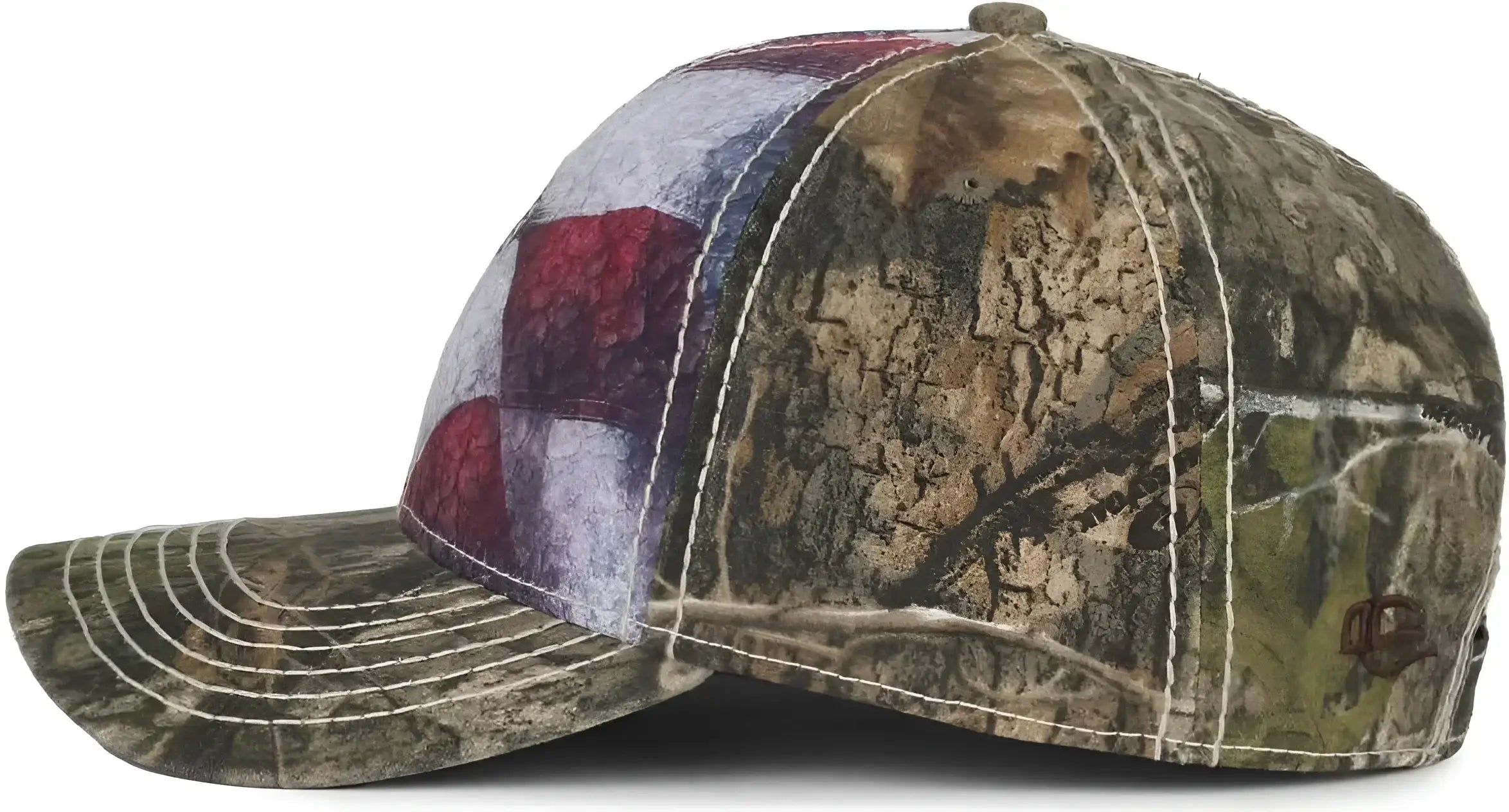 OC Sports SUS-100 Sublimated Flag Front with Camo Back Cap - American Flag Mossy Oak Country Dna - Mossy Oak / OSFM