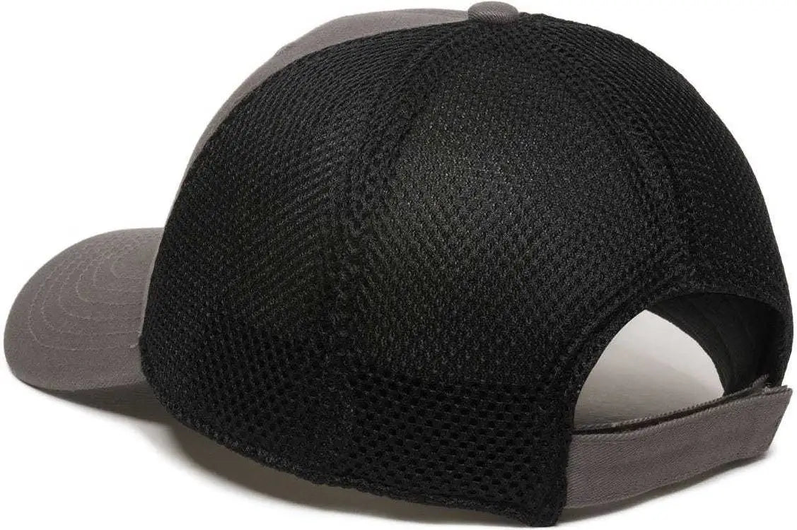 OC Sports SWM-600 Cotton Twill And Mesh Adjustable Cap - Charcoal Bk - Dark Gray Black / 6 7/8’’ - 7 1/2’’