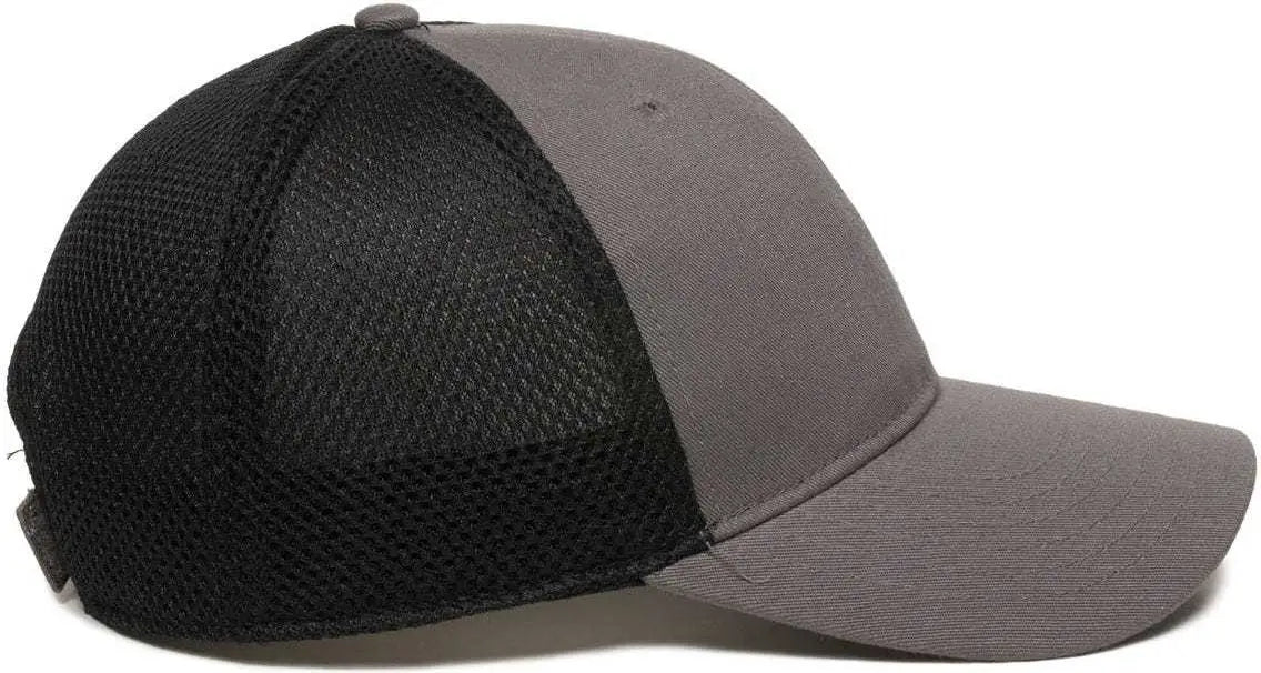 OC Sports SWM-600 Cotton Twill And Mesh Adjustable Cap - Charcoal Bk - Dark Gray Black / 6 7/8’’ - 7 1/2’’