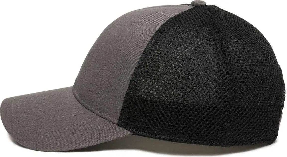 OC Sports SWM-600 Cotton Twill And Mesh Adjustable Cap - Charcoal Bk - Dark Gray Black / 6 7/8’’ - 7 1/2’’