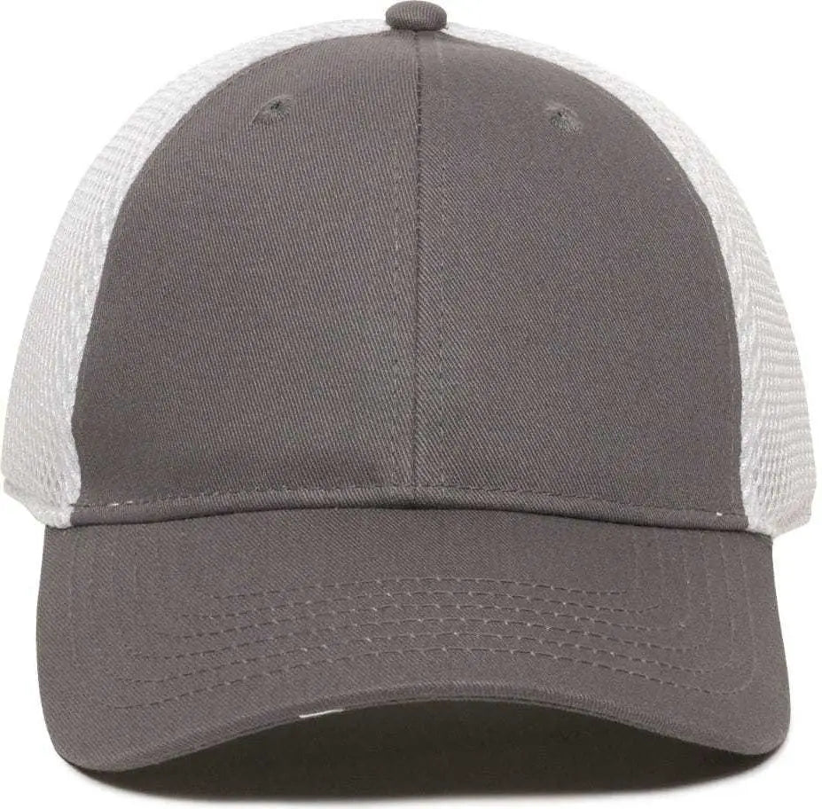OC Sports SWM-600 Cotton Twill And Mesh Adjustable Cap - Charcoal Wh - Dark Gray White / 6 7/8’’ - 7 1/2’’