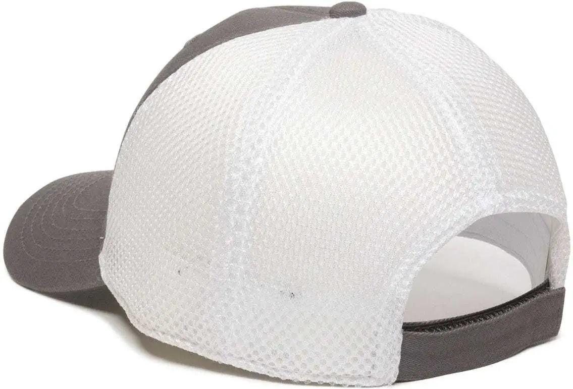 OC Sports SWM-600 Cotton Twill And Mesh Adjustable Cap - Charcoal Wh - Dark Gray White / 6 7/8’’ - 7 1/2’’