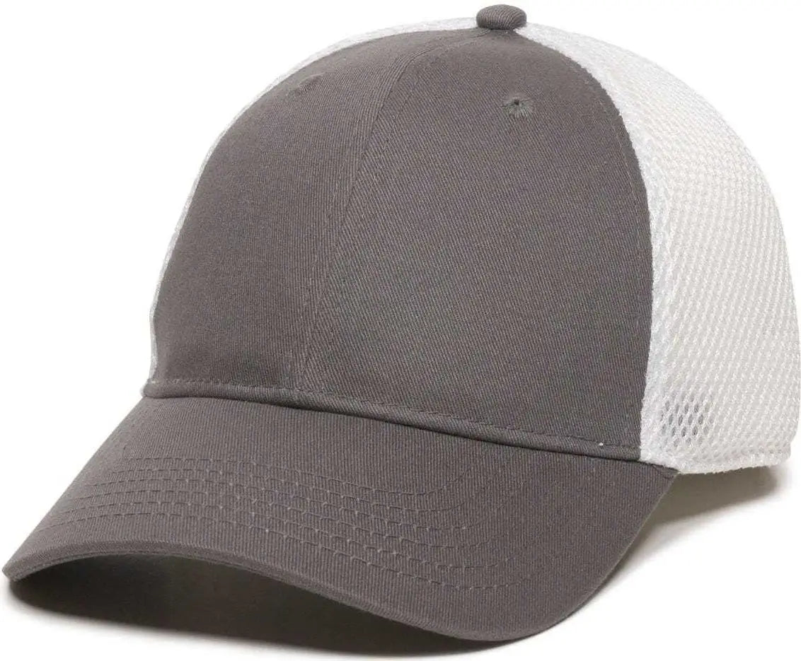 OC Sports SWM-600 Cotton Twill And Mesh Adjustable Cap - Charcoal Wh - Dark Gray White / 6 7/8’’ - 7 1/2’’